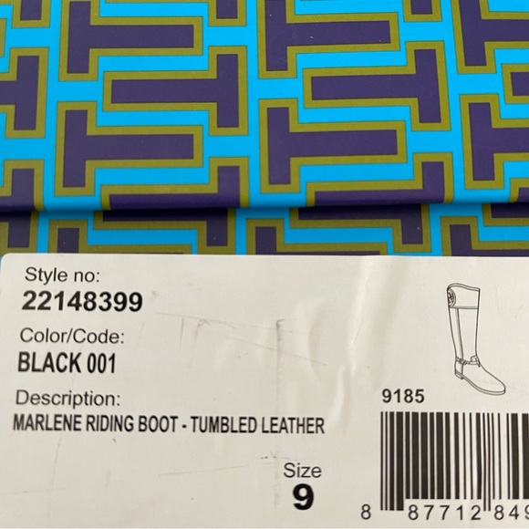 Tory Burch Marlene Riding Boots Tumbled Leather Black Size 9 NEW - Picture 14 of 14